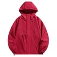 thumbnail image 2 of PNTUTB Fashion Men's Full Zip Hooded Jacket Solid Color Versatile Windbreaker Casual Comfort Lightweight Outdoor Waterproof Coat with Zip Pockets, 2 of 7