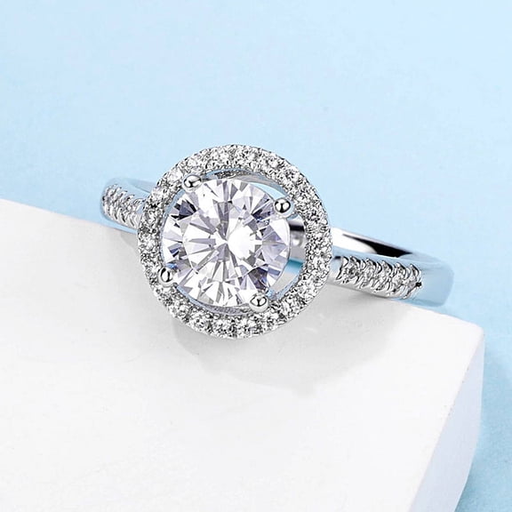 Radiant 1.20 Carat Moissanite Halo Ring | VVS Quality, Sterling Silver