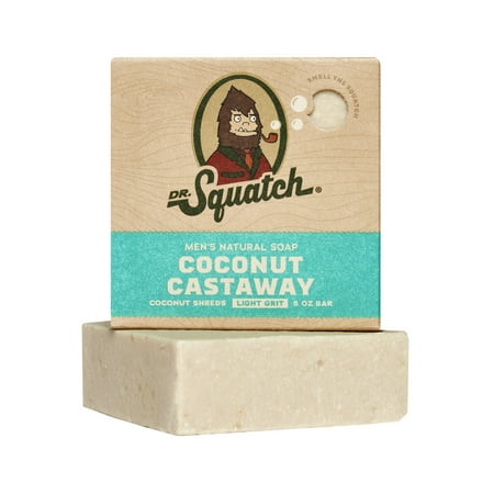 Dr. Squatch Coconut Castaway Natural Bar Soap for Men Light Grit Body Soap Gifts for Men 5 Oz