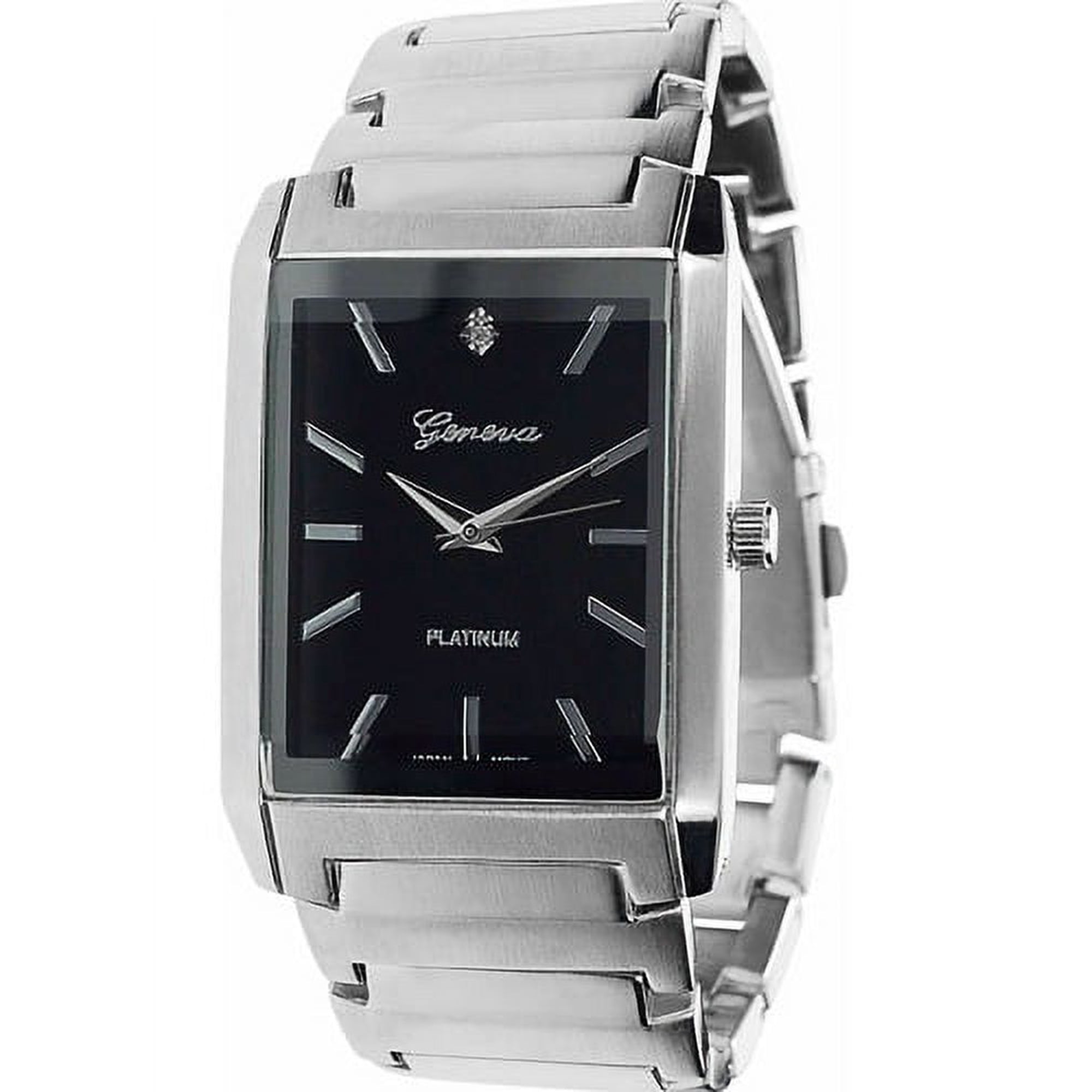 Men's Rectangle Link Watch, Stainless Steel