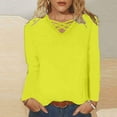 thumbnail image 2 of Womens Tops Criss Cross V Neck Long Sleeve Cotton T Shirts Relaxed Fit Plus Size Fall Winter Base Tees (XL, Yellow 01), 2 of 5