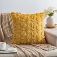 thumbnail image 2 of REGALWOVEN Throw Pillow Covers Set of 2, Soft Flower Pattern Plush Jacquard Pillow Cases Decorations, for Bedroom, Sofa, Couch Yellow 18" x 18", 2 of 6