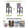 thumbnail image 3 of Purple Black Plaid Bar Stool Covers Set of 4, Farmhouse Purple Black Checkered Stretch Washable Bar Chair Covers with Backs, Removable Pub Counter Height Chair Cover for Kitchen Dining Room Cafe, 3 of 7
