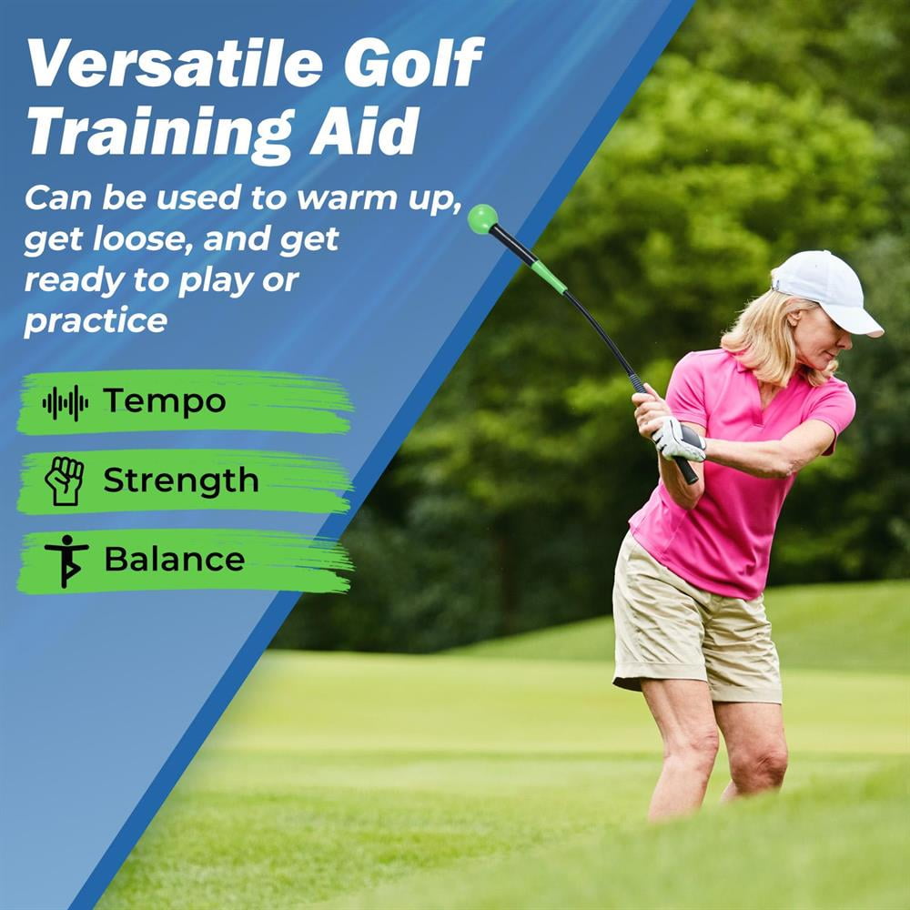 Topcobe 31.5 Inch Golf Swing Trainer Aid with Weighted Head for Grip Rhythm Balance-Green, Indoor Sports Equipment