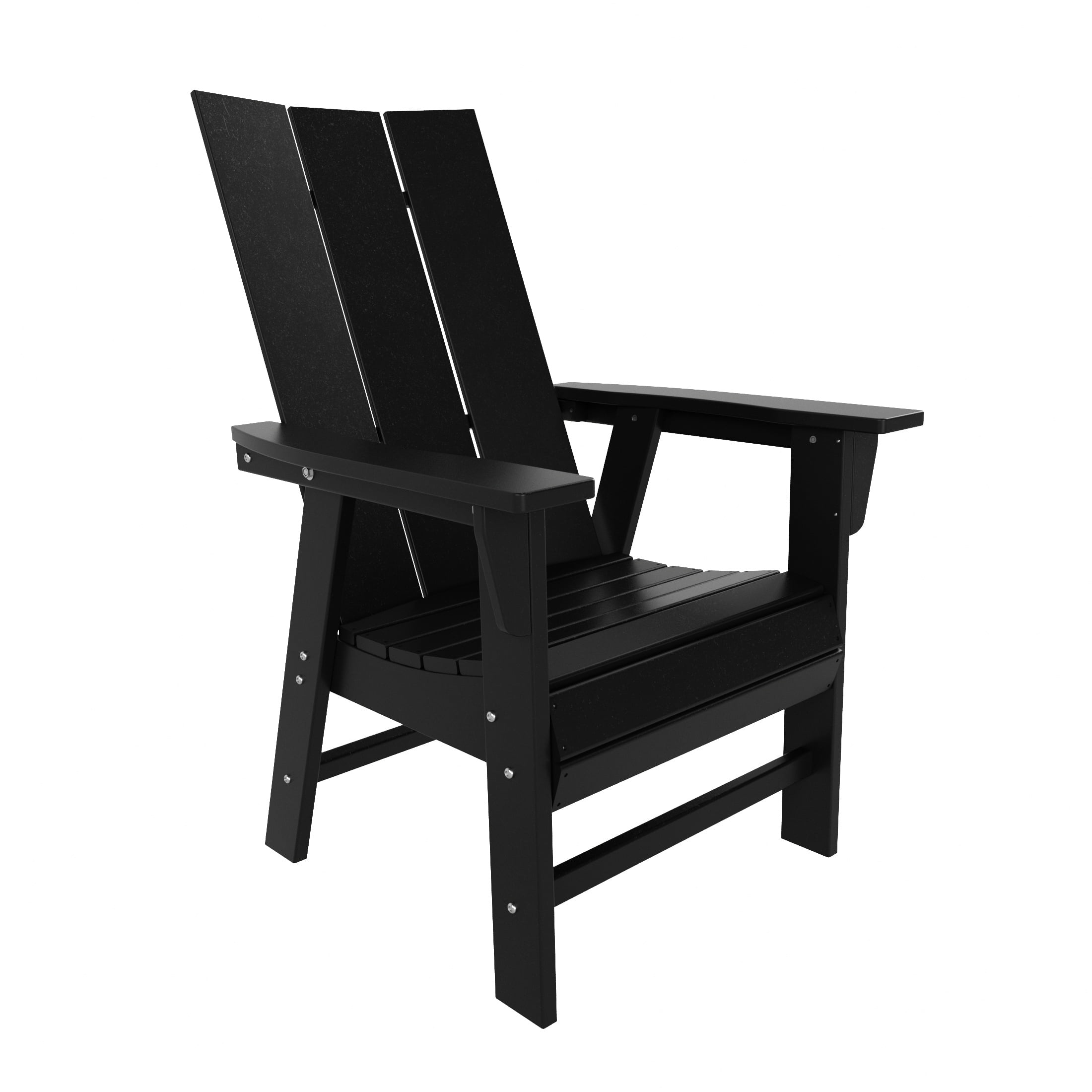 WestinTrends Ashore 5 Pieces Adirondack Patio Dining Set, All Weather Poly Lumber Slatted Modern Farmhouse Outdoor Furniture Set, 43" Trestle Square Table and 4 Adirondack Dining Chair, Black