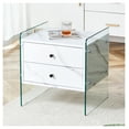 thumbnail image 2 of Bedside Table with Drawers, Modern Nightstand with Tempered Glass, MDF Storage Cabinet for Bedroom, Living Room, Coffee Table - Easy Assembly, 2 of 9