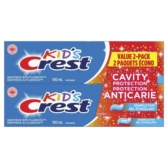 Crest Kids Cavity Protection Toothpaste, Sparkle Fun Flavor Value Pack 2x100ml