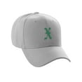 thumbnail image 2 of Daxton Structured Baseball Hat Cap Curved Visor Old English Font Alphabet A to Z, Light Grey Hat Green X, 2 of 4