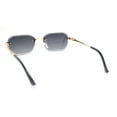 thumbnail image 4 of Rhinestone Jewel Stud Metal Rimless Bevel Lens Rectangle Sunglasses Gold - Smoke, 4 of 4