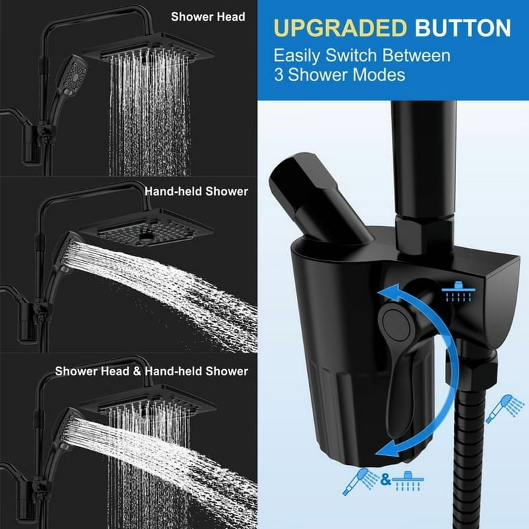 AUKTOPT 5 Spray Settings Filtered Shower Head Combo, High Pressure Handheld & Overhead Shower with Adjustable Height, Replaceable Filter Cartridge, 60" Hose, Matte Black