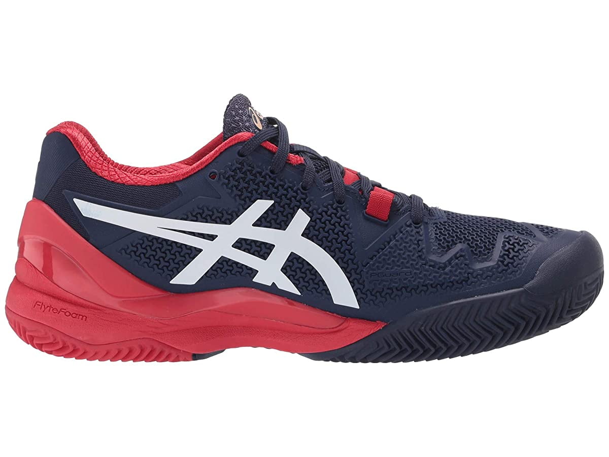 Men`s GELResolution 8 Clay Tennis Shoes Peacoat and White Walmart