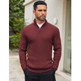 thumbnail image 2 of COOFANDY Mens Ribbed Knit Sweater Quarter Zip Mock Neck Sweaters Slim Fit Fall Winter Pullover Sweater, 2 of 6