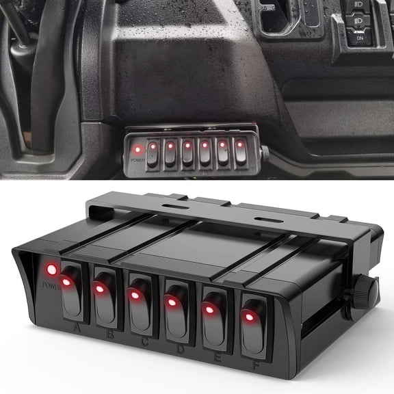 Nilight - 6 Gang Rocker Switch Box SPST Toggle Switch Panel 12V 24V 20A Switch Panel 60Amp Max for Automotive Cars Vehicles Boats RVs Campers SUVs