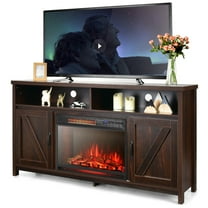 Gymax 59'' Fireplace TV Stand W/ 25'' 1350W Electric Fireplace Heater Coffee