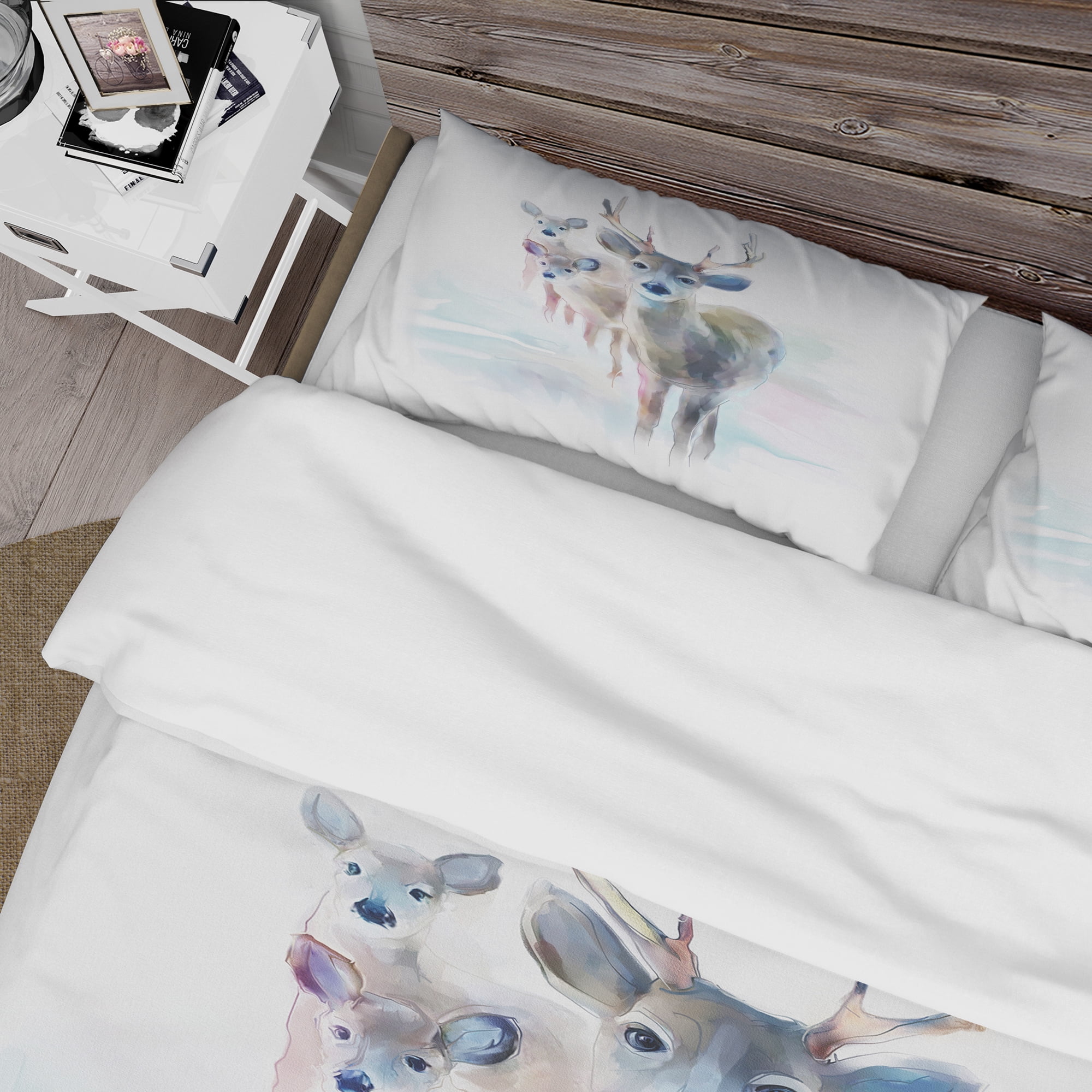 Designart 'Beautiful Deer With Big Horns' Animal Duvet Cover Set