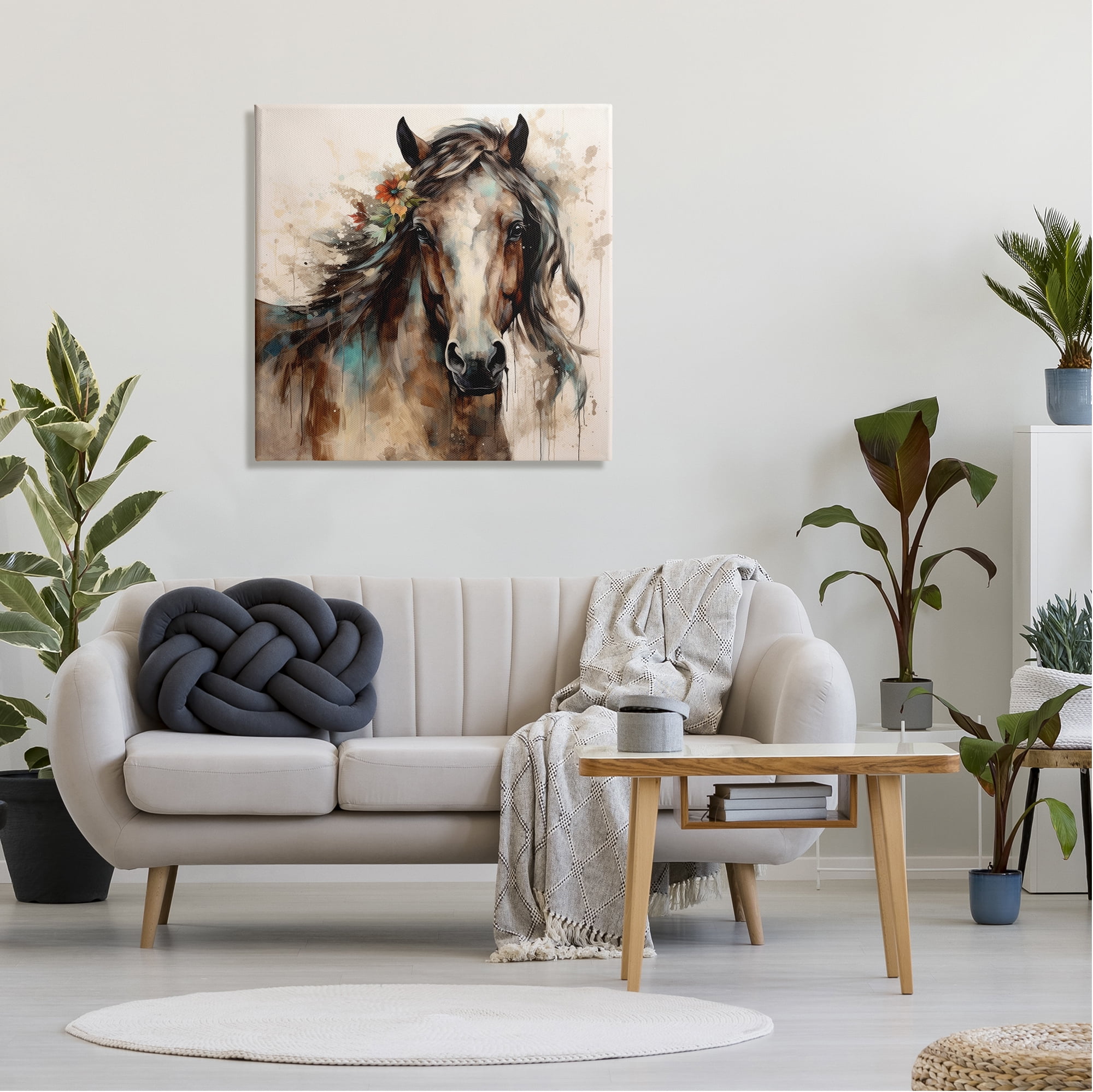 Stupell Industries Brown Horse Modern Portrait Animals & Insects Painting Gallery Wrapped Canvas Art Print Wall Art, 30 x 30