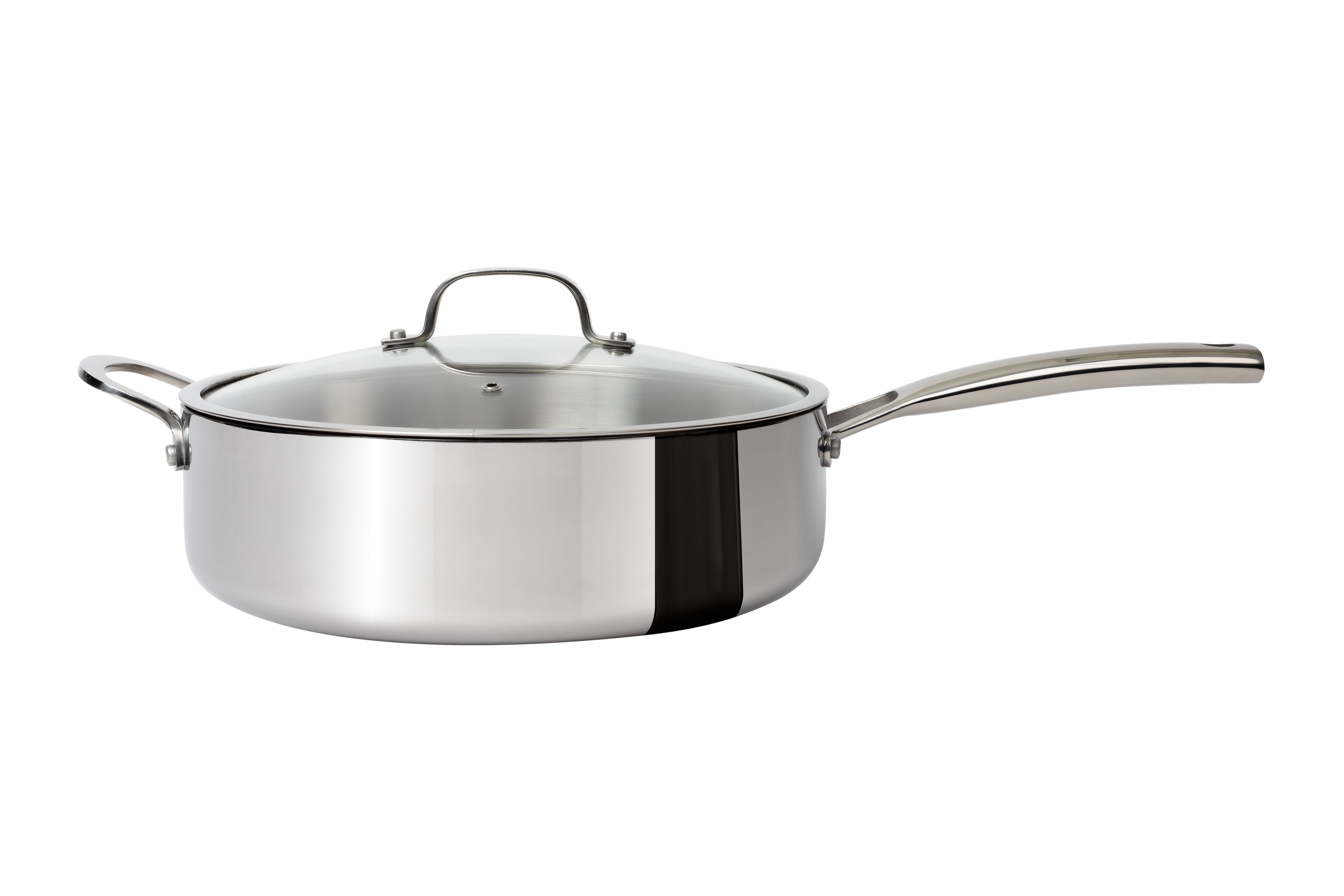 CoreClad 6-Quart Tri-Ply Stainless Steel Saute Pan with Glass Lid
