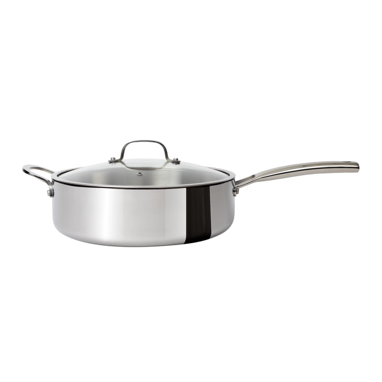 CoreClad 6-Quart Tri-Ply Stainless Steel Saute Pan with Glass Lid