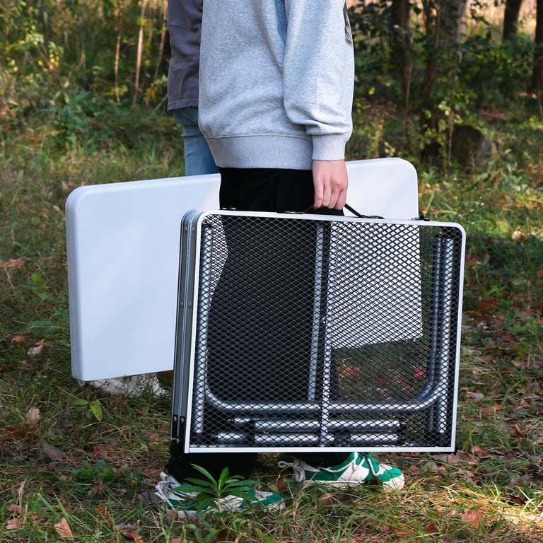 Portable Outdoor Folding Table – Lightweight Camping Table With Aluminum Top, Mesh Layer, Great For BBQ & Picnics