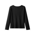 thumbnail image 3 of SELONE Thermal Underwear for Women Cabled Fleece Undershirt Crewneck Long Sleeve Pullover Soild Tight Home Clothes Black, 3 of 8