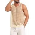 thumbnail image 4 of INSPIRE CHIC Men's Hollow Mesh Sleeveless Round Neck Club Knitted Sheer Vest M Beige, 4 of 5