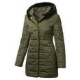 thumbnail image 3 of Ma Croix Womens Winter Lightweight Poly Down Puffer Hooded Parka Coat, 3 of 9