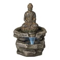 thumbnail image 3 of Sitting Buddha 21" High Large Zen Asian Indoor Outdoor Decor Faux Stone Floor Fountain with Light LED Waterfall, 3 of 8