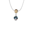 thumbnail image 2 of Delight Jewelry Silvertone Wide Hot Blue Cheetah Print Band Spinner Mia Monkey Charm Necklace, 2 of 4
