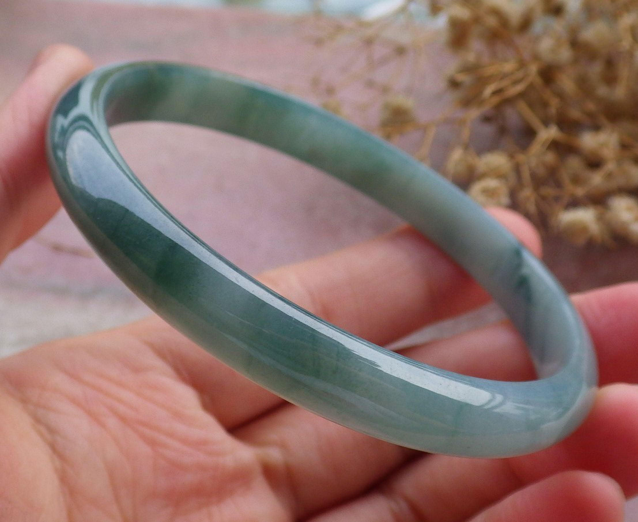 Certifien Icy Green Burma 100% Natural A JADE Jadeite Bangle Bracelet 62 mm 661308 TN