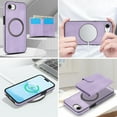 thumbnail image 4 of Decase for iPhone 16e Flip PU Leather Back Cover with 2-in-1 Detachable Magnetic Wallet with 5 Card Slots Compatible Mag-Safe and RFlD Blocking Kickstand and Wireless Charging,Purple, 4 of 6