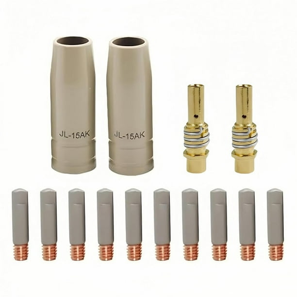 14 Boquillas para Soldadura MIG con Revestimiento Antiadherente, Repuestos para Soldadoras MIG MB15 15AK (Kit Revestido de 0,76 mm)