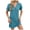 Blue, variant on Women's Soft Casual Nightdress Short Sleeve V Neck Button Loose Solid Color Sleep Shirt (Dark Green, XXL)