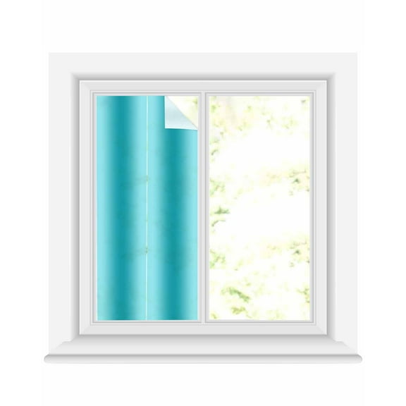 Window Privacy Film Turquoise Ombre Stained Glass Window Film Decorative Sun Block Window Cover Modern Abstract Art Window Clings Static Adhesive Sticker for Bathroom 17.7"x39.3"