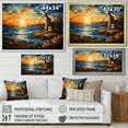 thumbnail image 4 of Designart "Sunset Glow at Windmill Coastal Retreat I" Architecture Framed Wall Art - Industrial Blue Wind Turbines Living Room Framed Canvas Art, 4 of 6