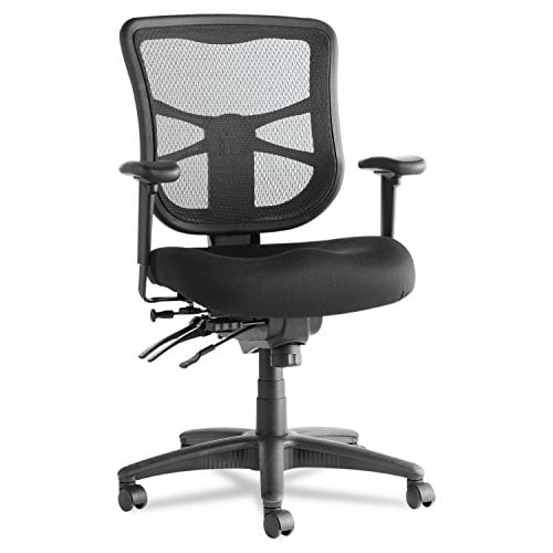Alera ALEEL42ME10B Elusion Series Chaise Multifonction à Dossier Mi-Haut en Maille, Noire