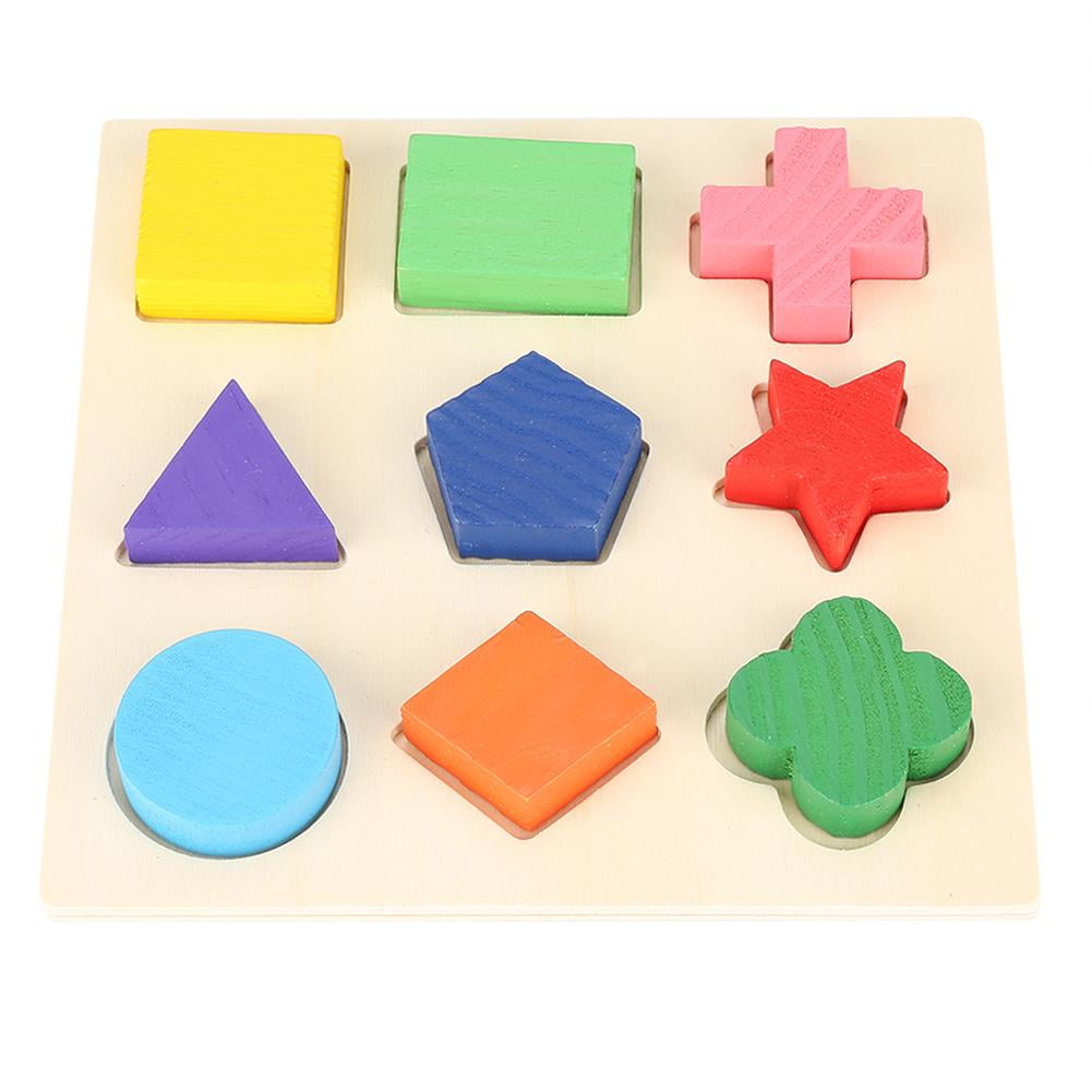 Cergrey Funny Children Wooden Geometry Shape Wooden Puzzle Stacking ...