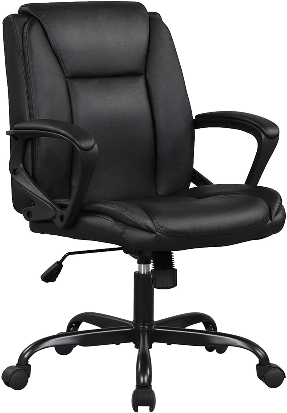 Ergonomic Desk Task Executive Chair Rolling Swivel Chair Adjustable Computer Chair with Lumbar Support Headrest PU Leather Chair for Women Men Home Office Chair Black 