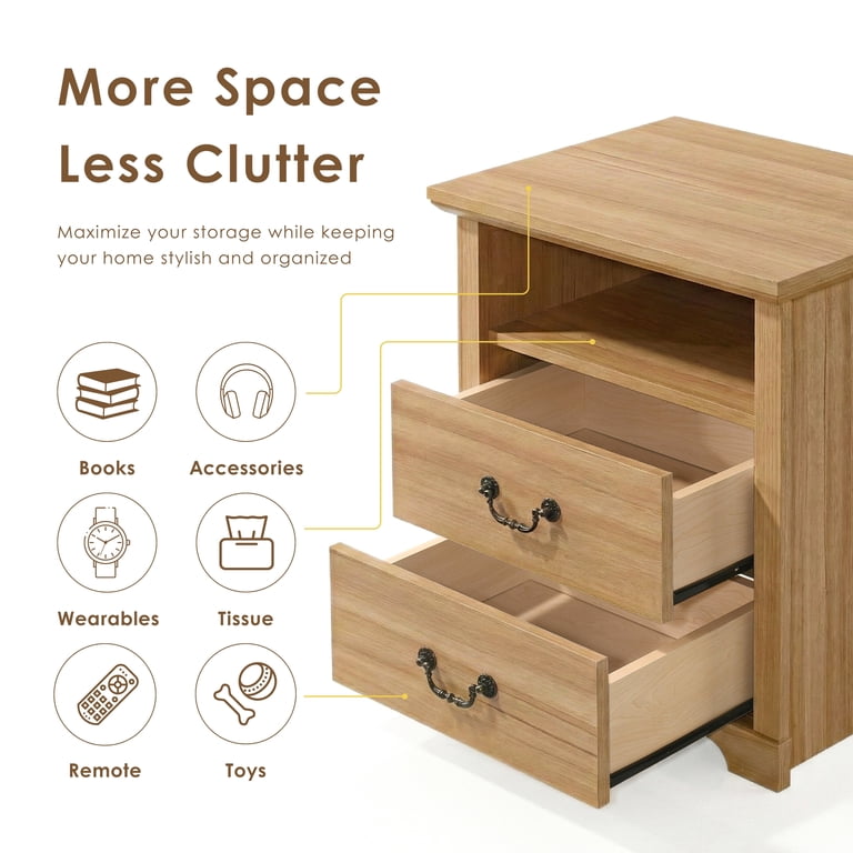 Furniture of America Chara 2-Drawer Nightstand, Natural photo 8