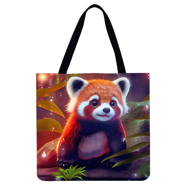 Bolso Compras Lino Con Mapache Dibujos Animados