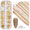 thumbnail image 1 of Xihbxyly Liquidación de verano Cadena pequeña de joyería para decoración de uñas, 12 cajas, cadena de metal con pegatinas decorativas para uñas, 1 of 2