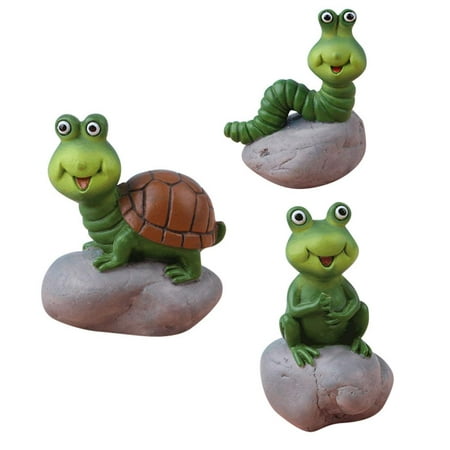 3Pcs Mini Resin Animal Craft Fairy Miniature Ornaments for Potted Flower Pots Gardening Accessories