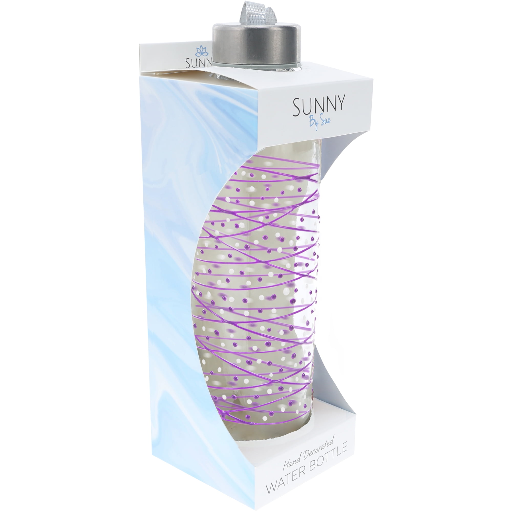 Purple Tangle - 16.5 oz Hand Decorated Glass Water Bottle