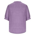 thumbnail image 5 of Timegard Womens Cotton Linen Tops Round Neck 1/2 Sleeve Button Lightweight Loose Casual Tops Summer, 5 of 6