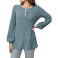 thumbnail image 2 of Fantaslook Henley Long Sleeve Shirts for Women Casual Tunic Tops Fall Dressy Blouses Lightweight Pullover, 2 of 7