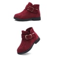 thumbnail image 4 of Girls Winter Ankle Boots, Solid Color Warm Lined Soft Sole Fashion Versatile Outdoor Daily Casual Footwear Wine 13.5, 4 of 7