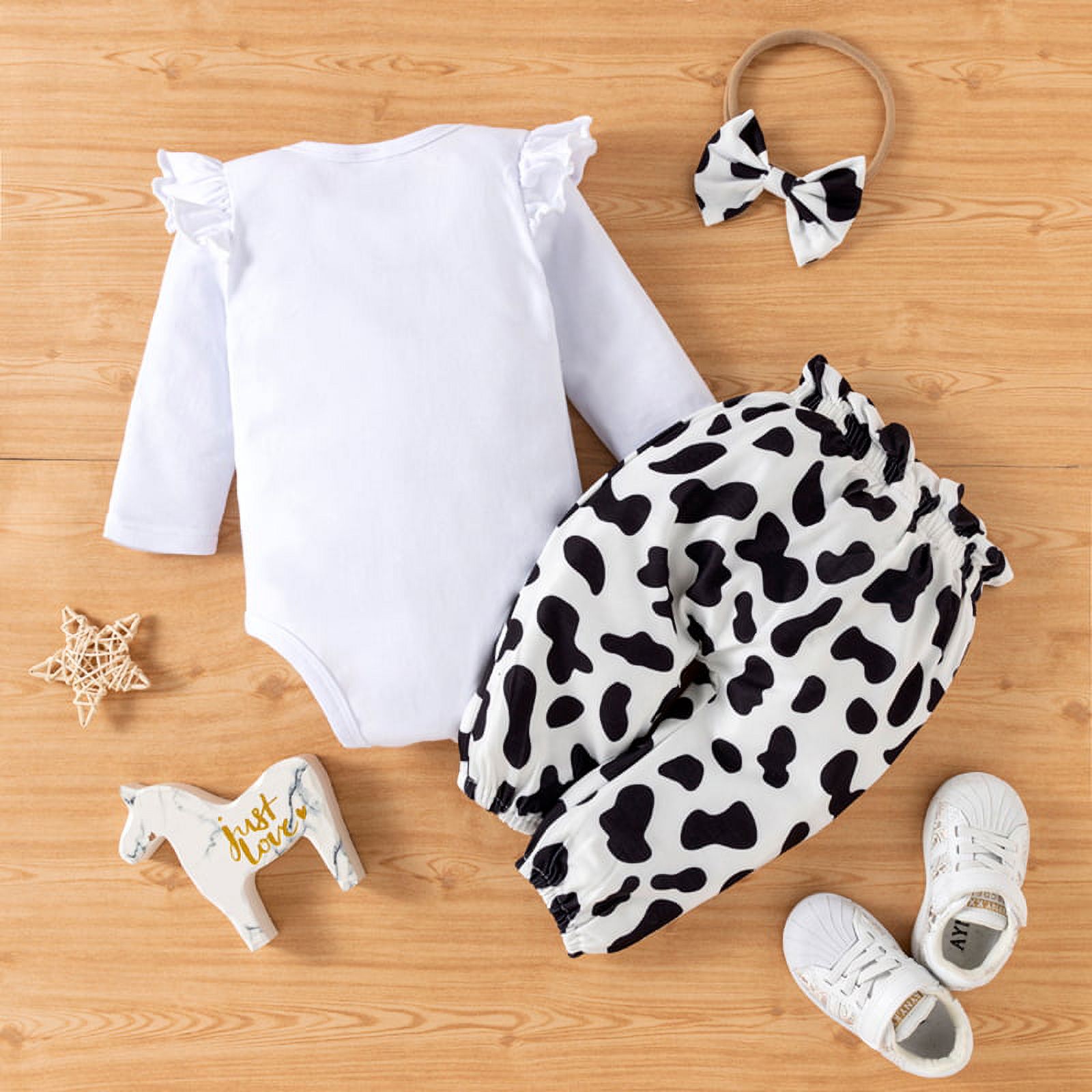 PatPat Newborn Girl Long-Sleeve Romper & Pants Set photo 6