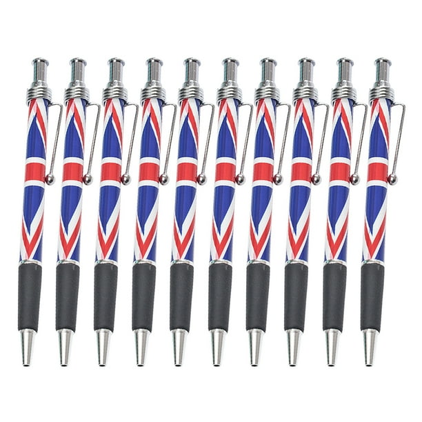 10 bolígrafos con temática británica, diseño de bandera, escritura suave, para uso escolar, oficina, firma, agarre cómodo, tinta negra, herramienta de escritura patriótica.