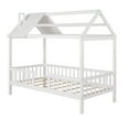 thumbnail image 3 of Aukfa Twin House Bed with Fence and Roof, Wood Montessori Bed for Kids, Teens - White, 3 of 8