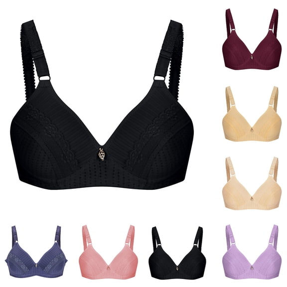 abtuhar Women Plus Size Bras,Wireless Bras for Women,Woman's Embroidered Glossy Comfortable Breathable Bra Underwear No Rims