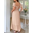 thumbnail image 6 of Women's Square Neck Puff Sleeve Maxi Dress with Ruffle Trim and Zipper 75% viscose 25% polyamide Imported In Stock, 6 of 10